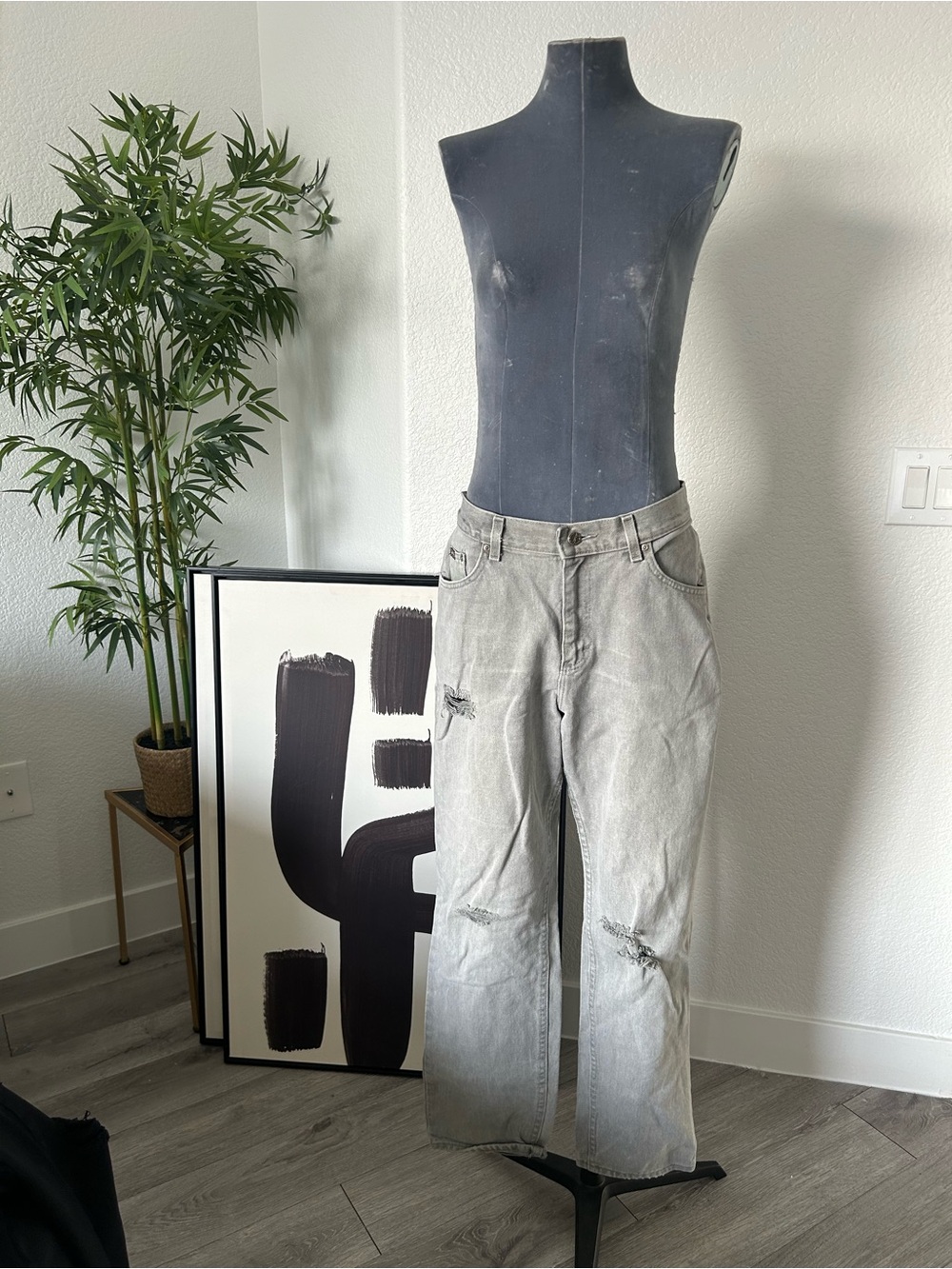 Vintage Riders by Lee Light Gray Straight Leg Jeans